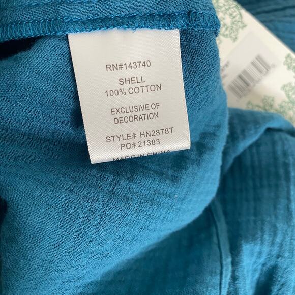 NWT Hyacinth House Teal Eyelet Tatum Blouse - Picture 4 of 6